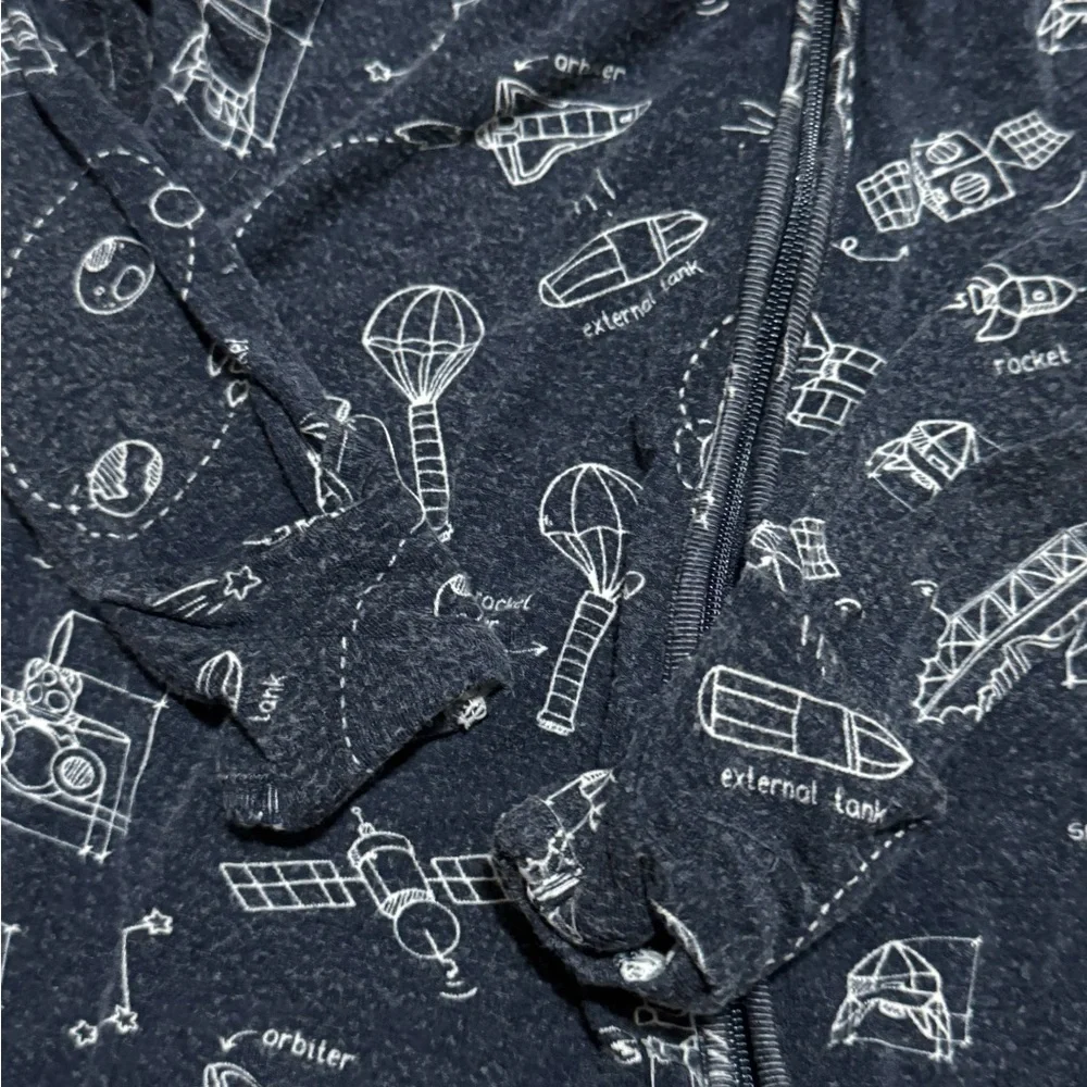 Bellabu Bear Kids' Orbiter Print Convertible Footie Pajamas ROCKETS, Size 24M